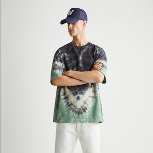 Zara tie dye print waffle shirt Sz SM